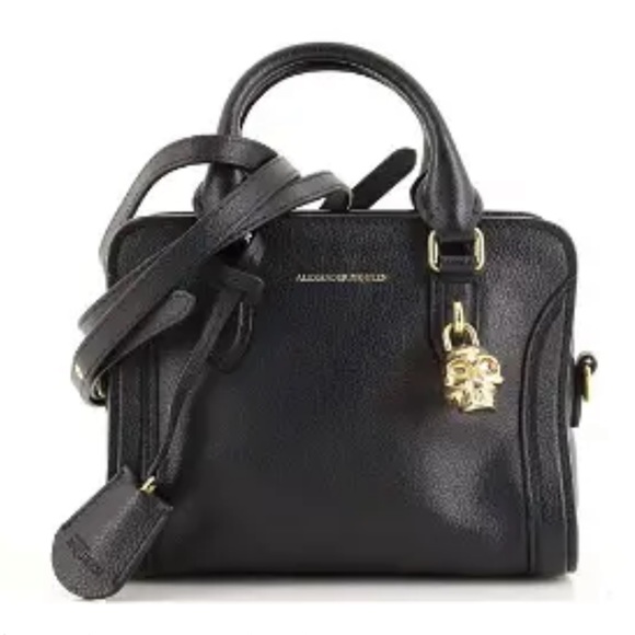 Alexander McQueen Handbags - NEW Alexander McQueen Black Leather Skull Padlock Gold
